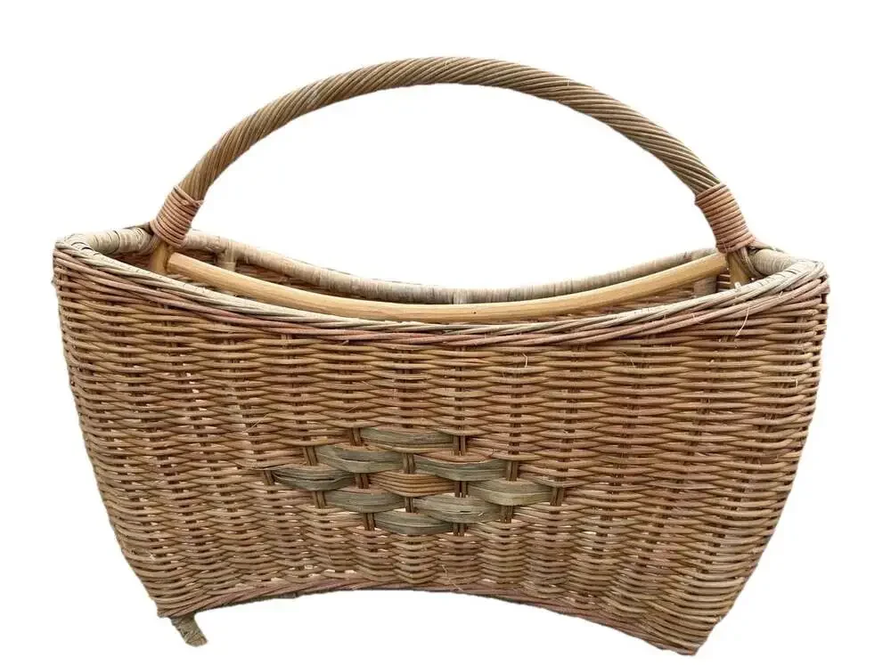 VNTG XL Wicker Magazine/Towel Holder Boho Mid Century Modern MCM 21”L-14”W-18”H